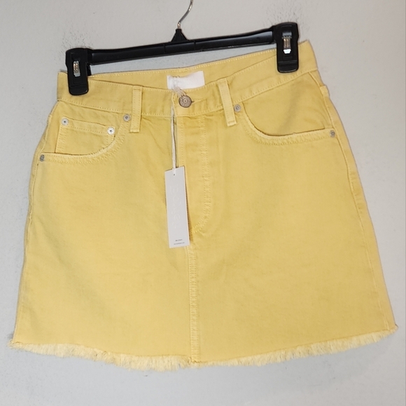 NWT Boyish Yellow Denim Button Fly Corey Mini skirt. Women's size 25. - Picture 1 of 16